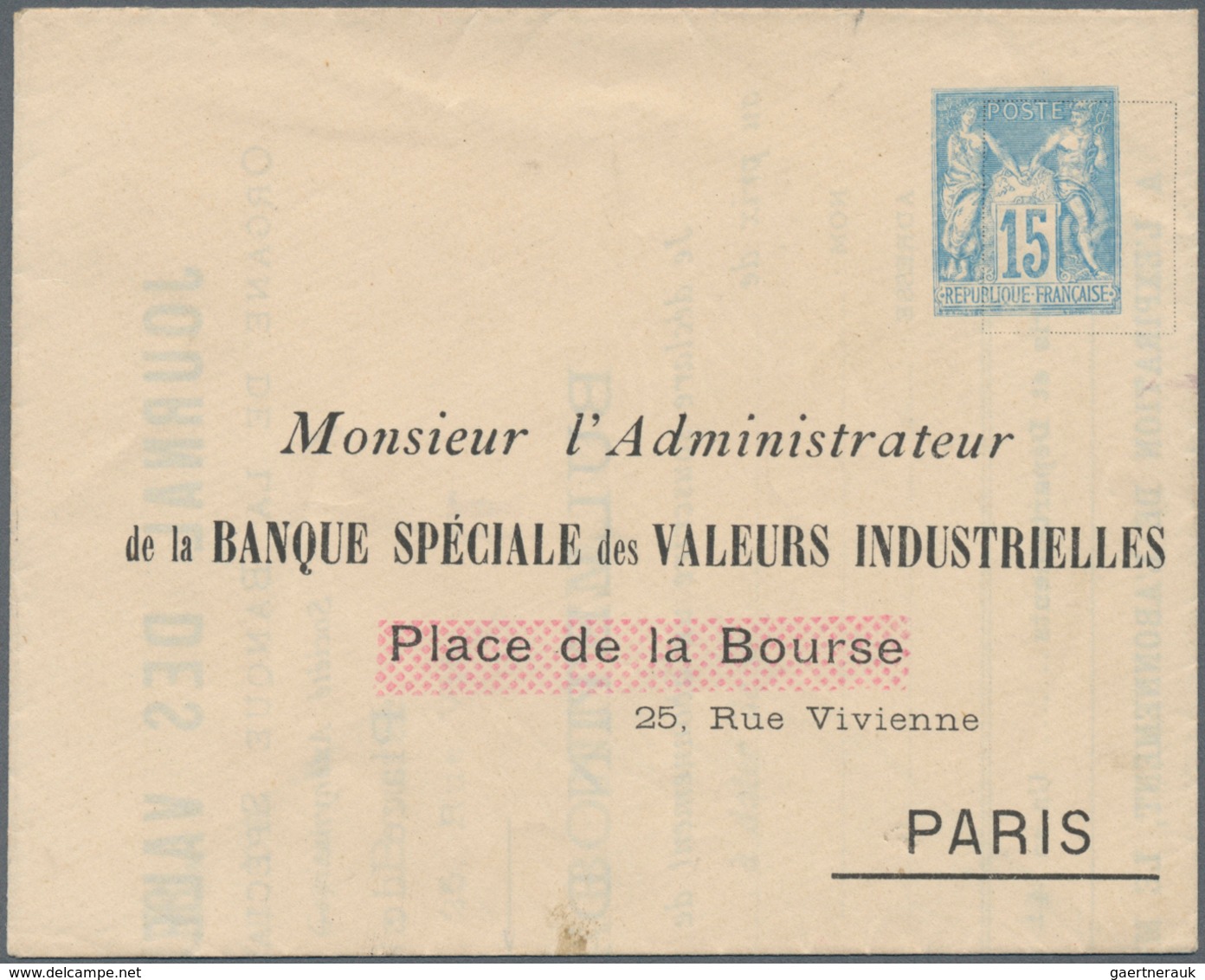 Frankreich - Ganzsachen: 1900. Advertising Stationery Lettercard, Stamped To Private Order (Banque S - Autres & Non Classés