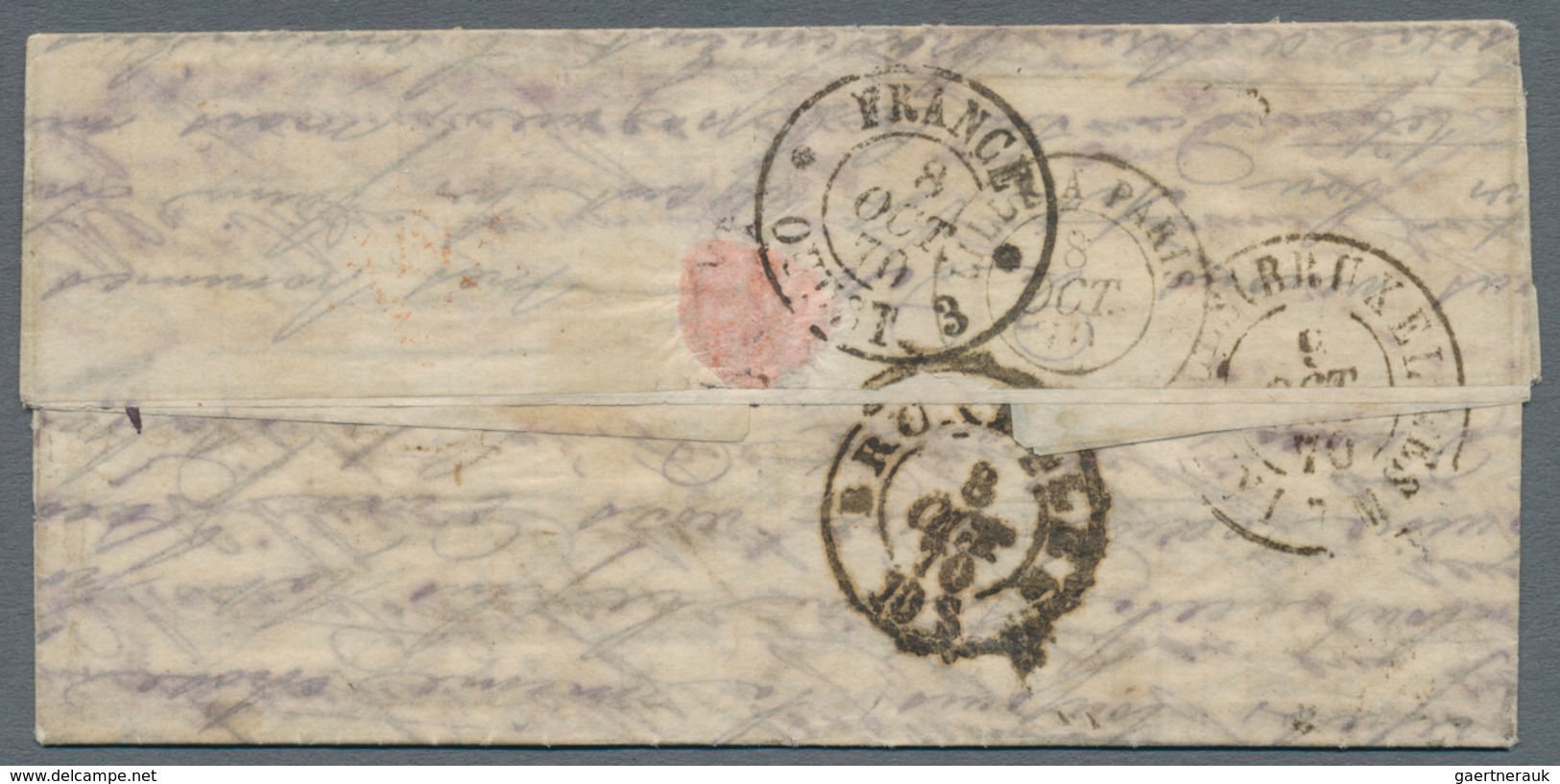 Frankreich - Ballonpost: Ballon "George-Sand": 1870, Lauré 20 C. Blue 10 C. Brown Tied By GC "5" To - 1960-.... Covers & Documents