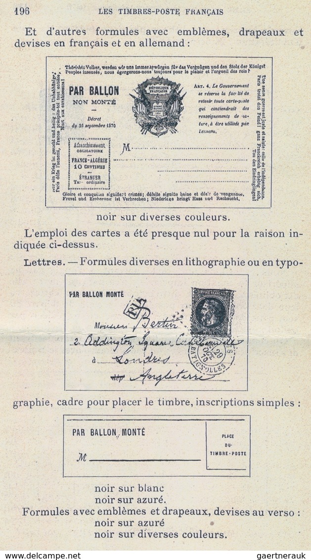 Frankreich - Ballonpost: 1872 THE ONLY KNOWN POSTALLY USED EXAMPLE OF THE PROPAGANDA "PAR BALLON MON - 1960-.... Lettres & Documents