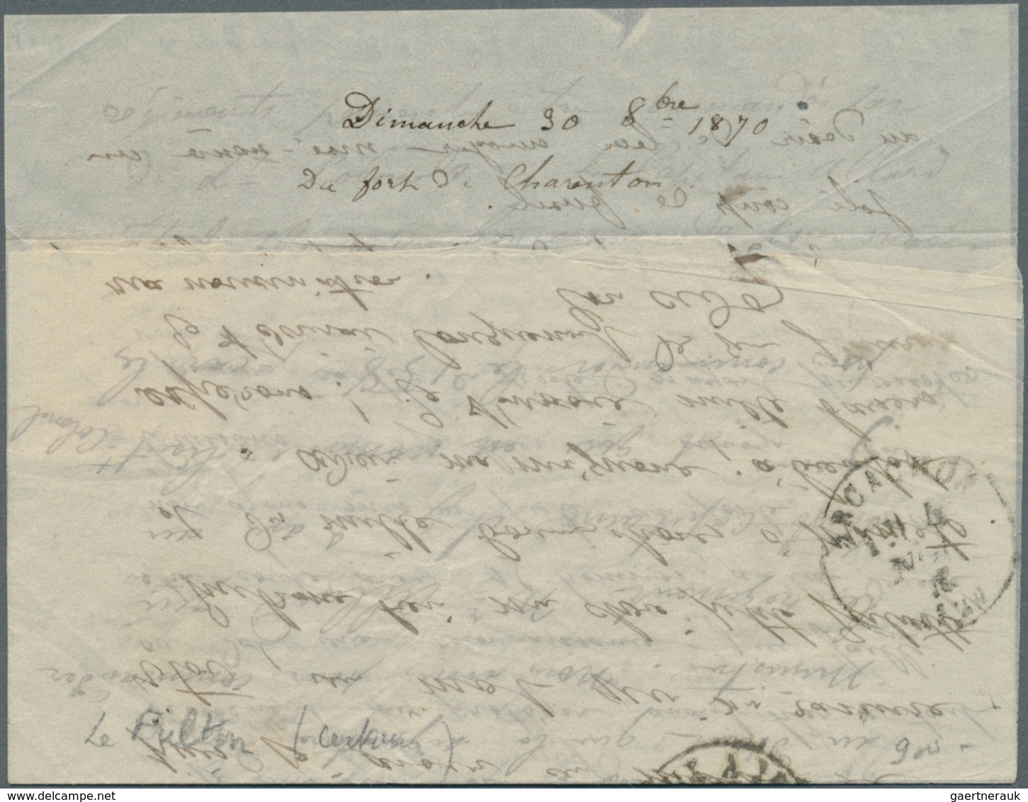 Frankreich - Ballonpost: 1870, 30.10., "LE FULTON", Lettersheet Franked With 20c. Laure, Oblit. GC " - 1960-.... Lettres & Documents
