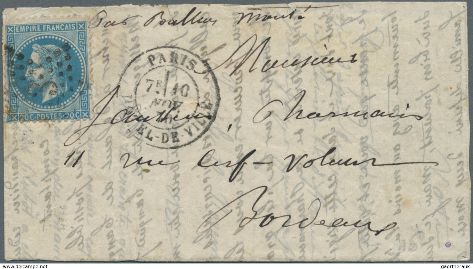 Frankreich - Ballonpost: 1870, 10.11., Most Presumably "LA DAGUERRE", Lettersheet Franked With 20c. - 1960-.... Lettres & Documents