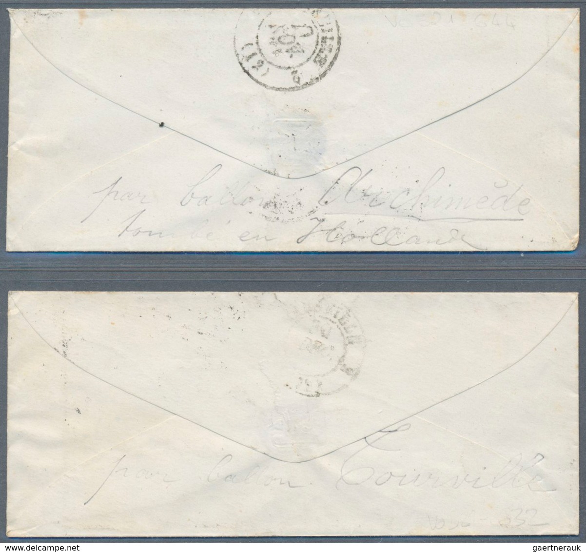 Frankreich - Ballonpost: 1870, "Archimede" And "Tourneville", Two Tiny Covers To The Same Address In - 1960-.... Lettres & Documents