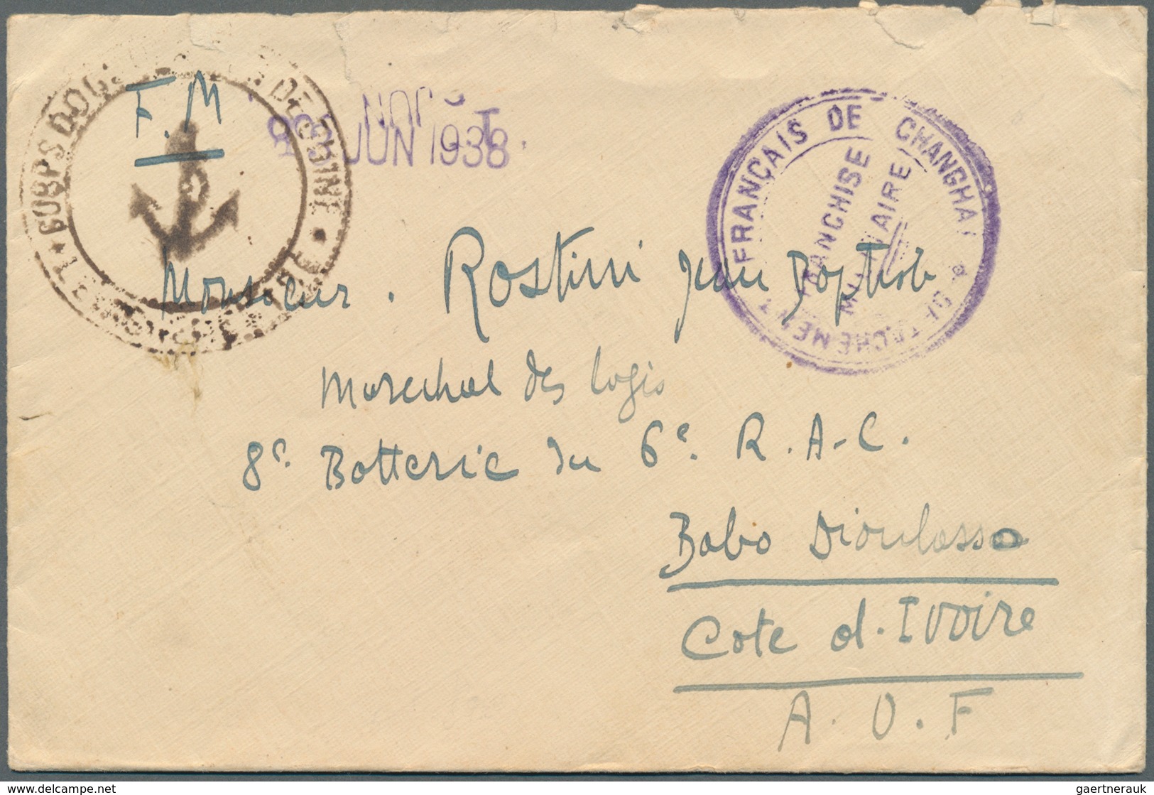 Frankreich - Militärpost / Feldpost: 1938. Military Mail Envelope Dated '13 Juin 1938' Addressed To - Timbres De Franchise Militaire