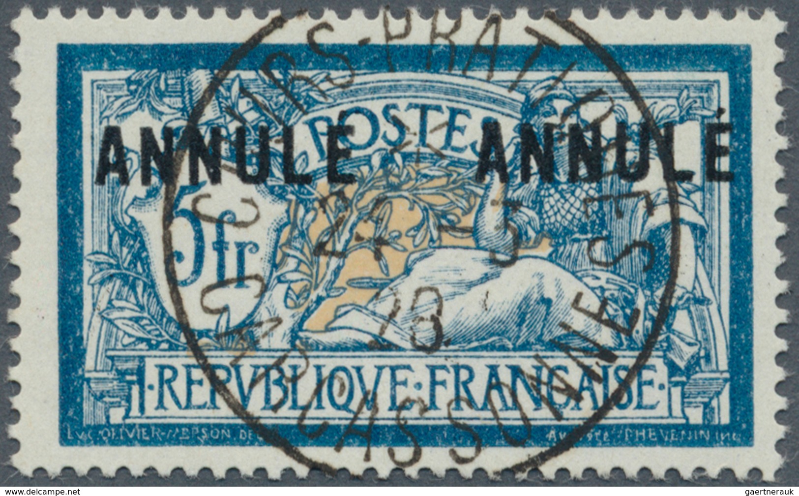 Frankreich - Besonderheiten: 1900, Merson 5 Franc With Imprint 2x "ANNULE" Superb Central Cancelled - Sonstige & Ohne Zuordnung