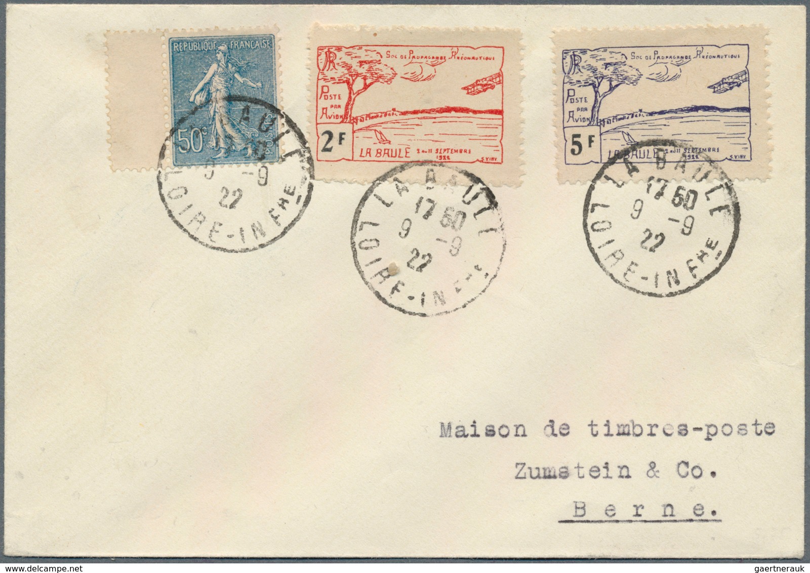 Frankreich - Besonderheiten: 1922, Airmail-letter With Two Different Airmail-vignettes "POSTE PAR AV - Sonstige & Ohne Zuordnung