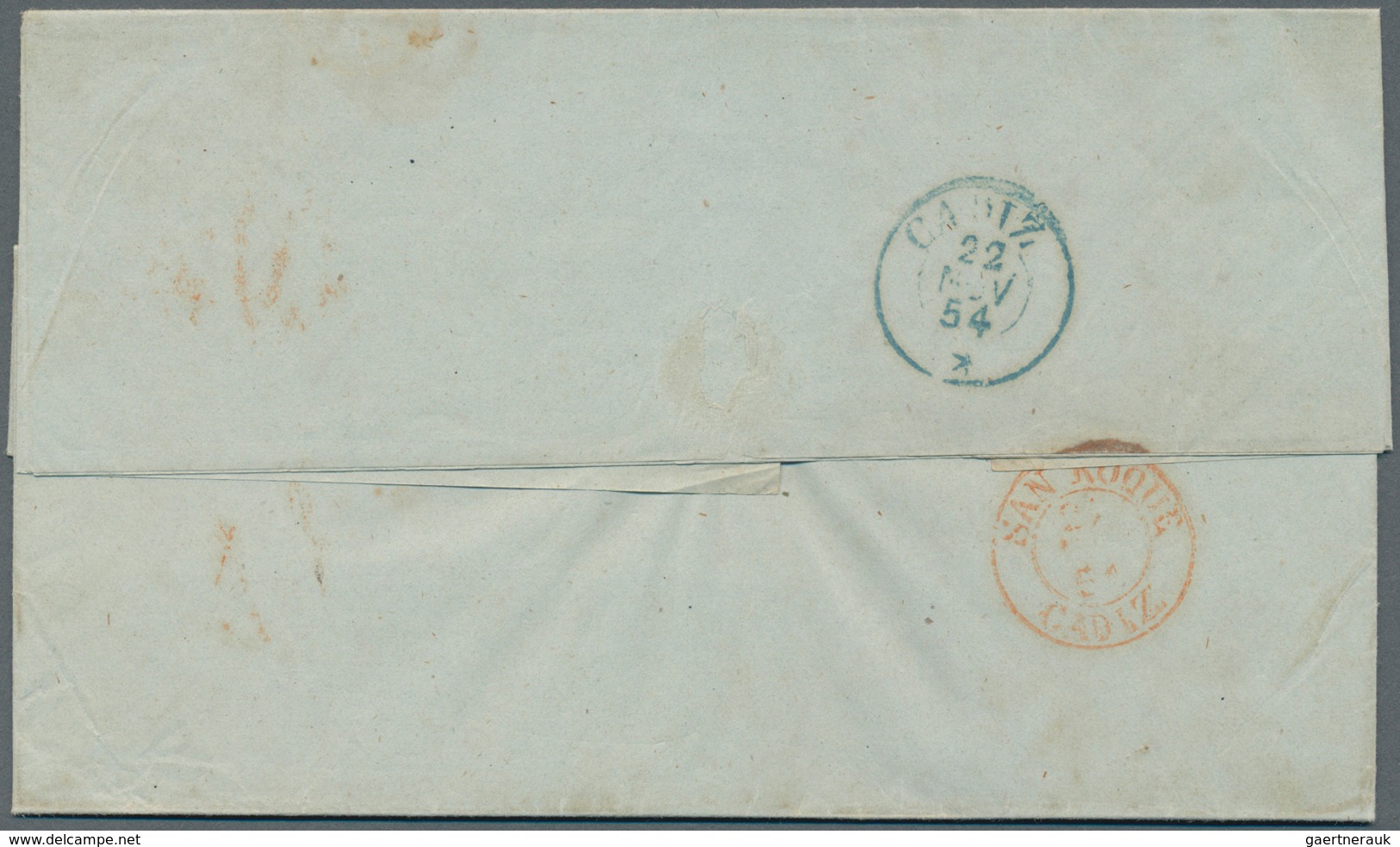 Gibraltar: 1854. Stamp-less Envelope Written From Gibraltar Dated '20th Nov 1854' Addressed To Cadiz - Gibraltar