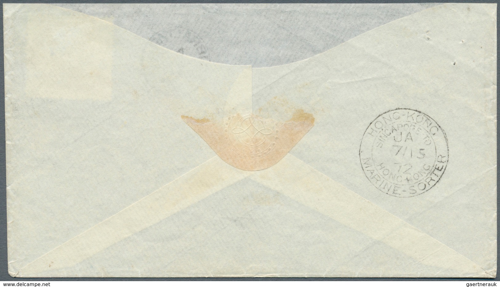 Gibraltar: 1871. Envelope (flap Missing) Addressed To Hong Kong, China Bearing Great Britain SG 117, - Gibraltar