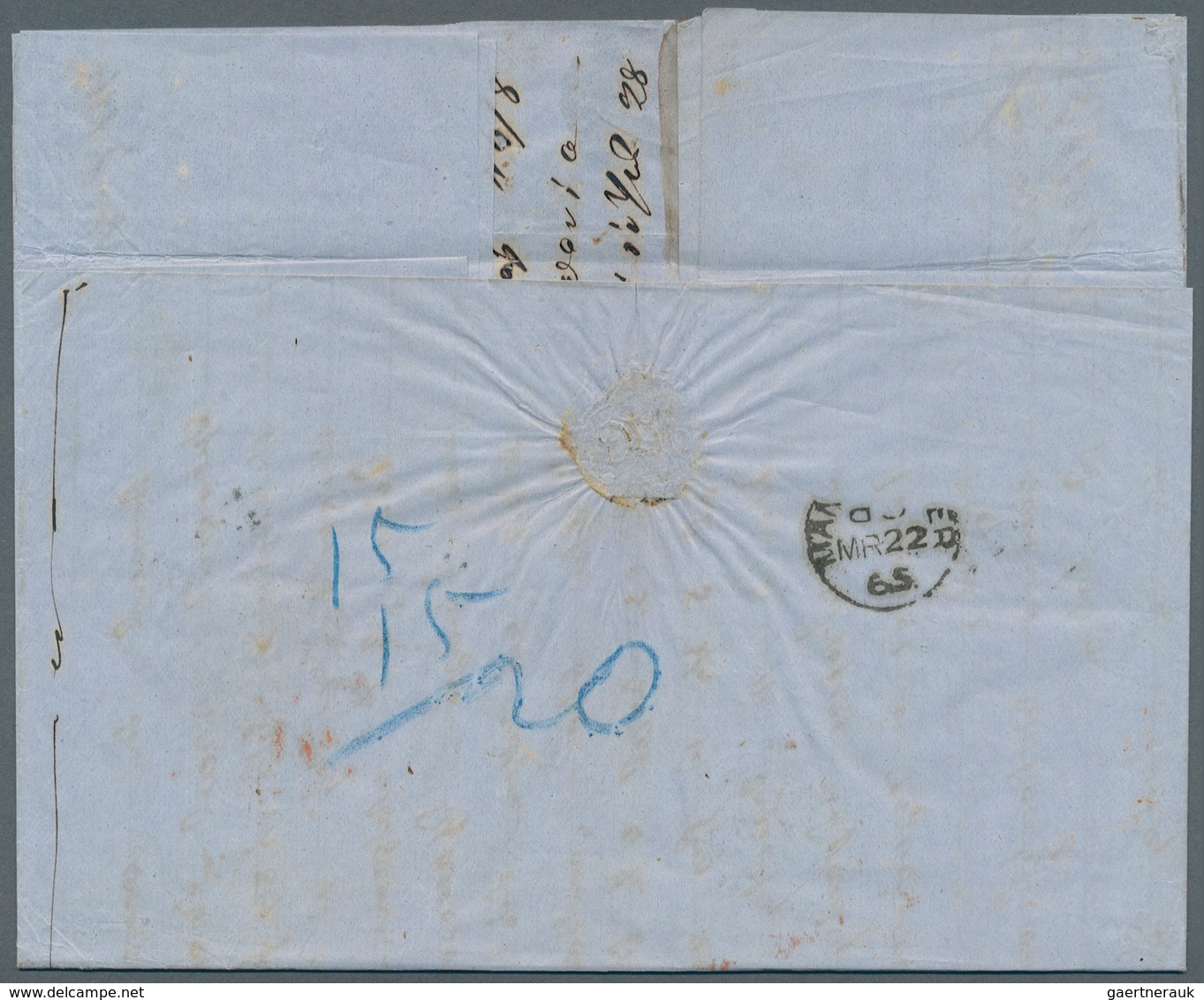 Griechenland: 1865. Folded Letter Sheet Addressed To Manchester Bearing 'Large Hermes' Yvert 13, 10L - Sonstige & Ohne Zuordnung