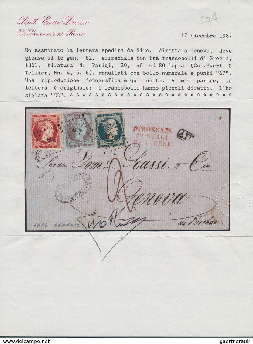 Griechenland: 1862, January. 20, 40 And 80 Lepta, Paris Printing, On Folded Letter Prepaying The Sin - Autres & Non Classés