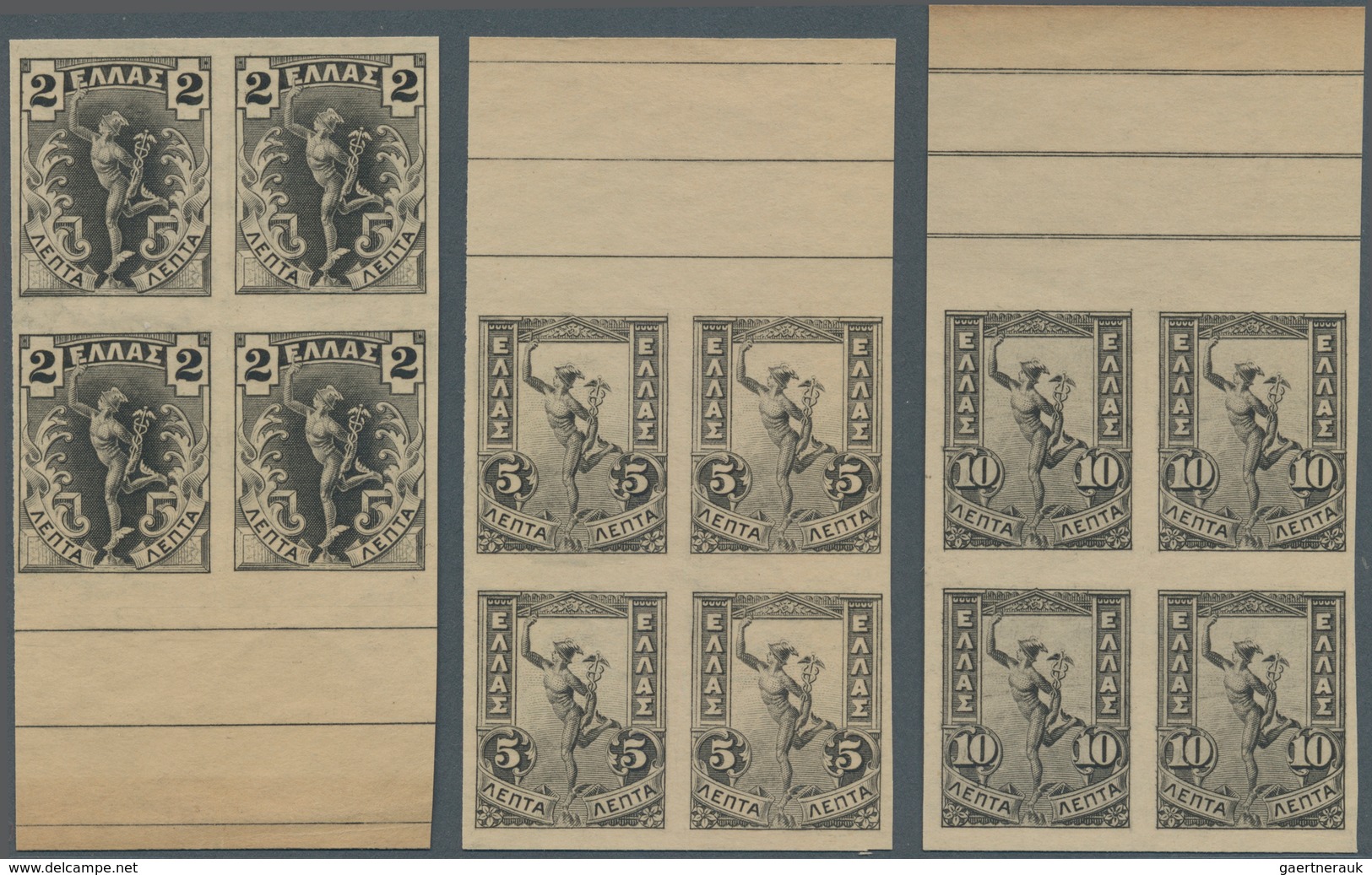 Griechenland: 1901. Definitives. Hermes After Mercury. PLATE PROOFS (Perkins, Bacon & Co.): 2 L, 5L, - Sonstige & Ohne Zuordnung