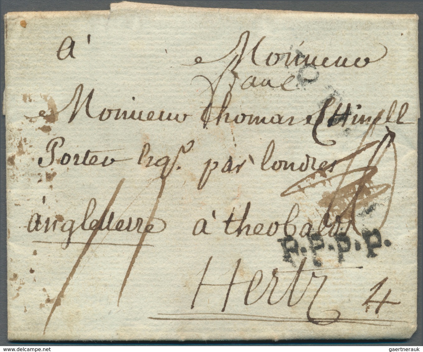 Großbritannien - Vorphilatelie: 1784, Incoming Mail From ST. QUENTIN/France Via PARIS, Calais And Do - ...-1840 Préphilatélie