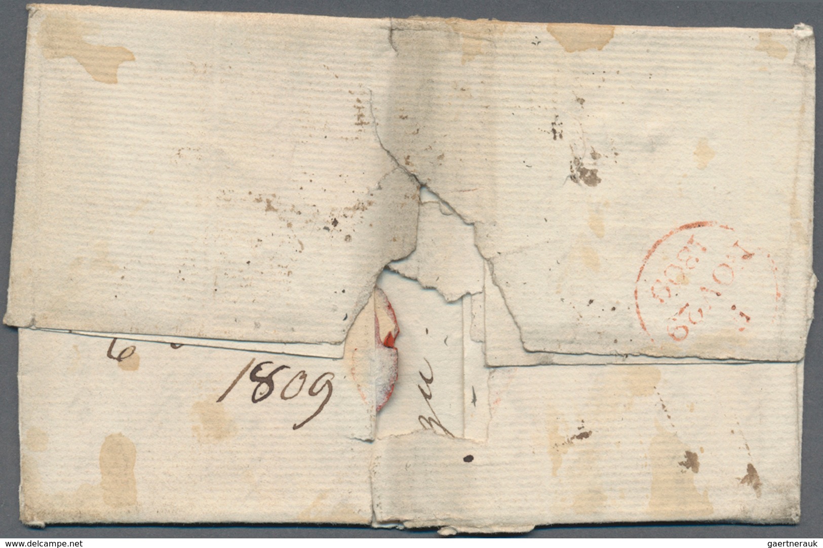 Großbritannien - Vorphilatelie: 1809. Pre-stamp Envelope (roughly Opend, Soiled) Addressed To London - ...-1840 Préphilatélie