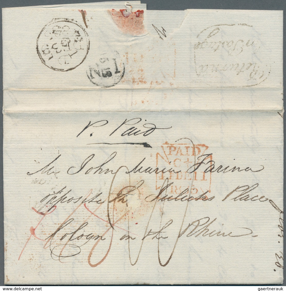 Großbritannien - Vorphilatelie: 1835, Complete Folded Letter With Red Maltese Cross Stamp "PAID" And - ...-1840 Préphilatélie