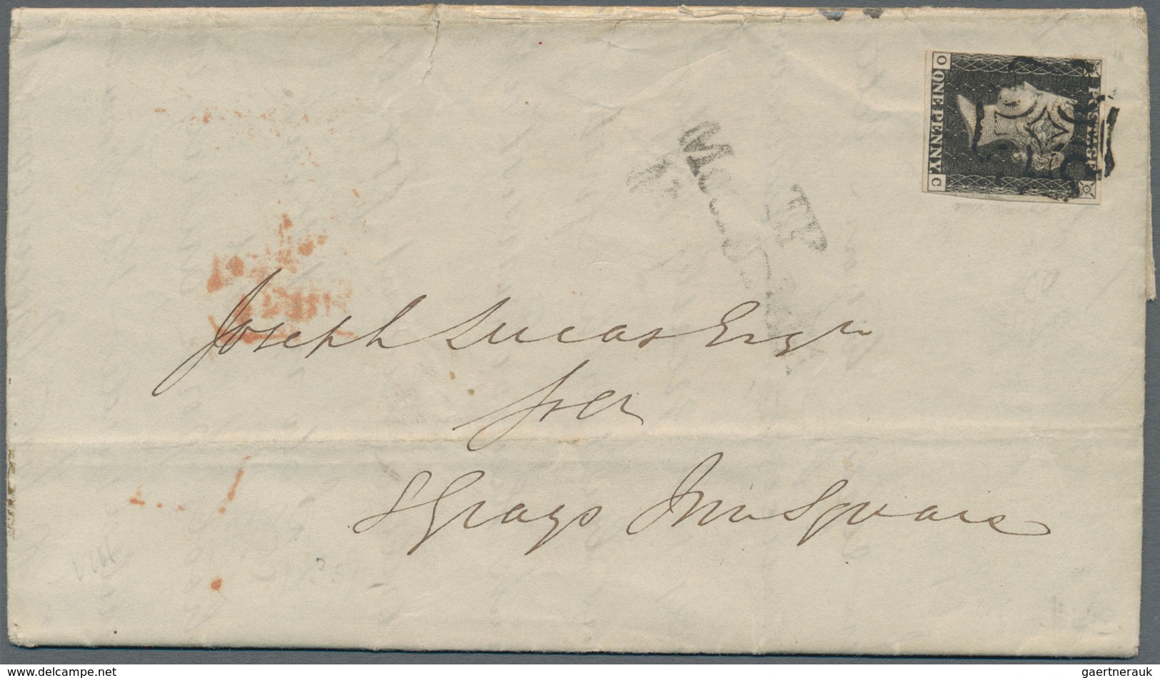 Großbritannien: 1841, 1d. Black, Plate 8, Lettered OC, Fresh Colour, Close To Full Margins, On Entir - Autres & Non Classés