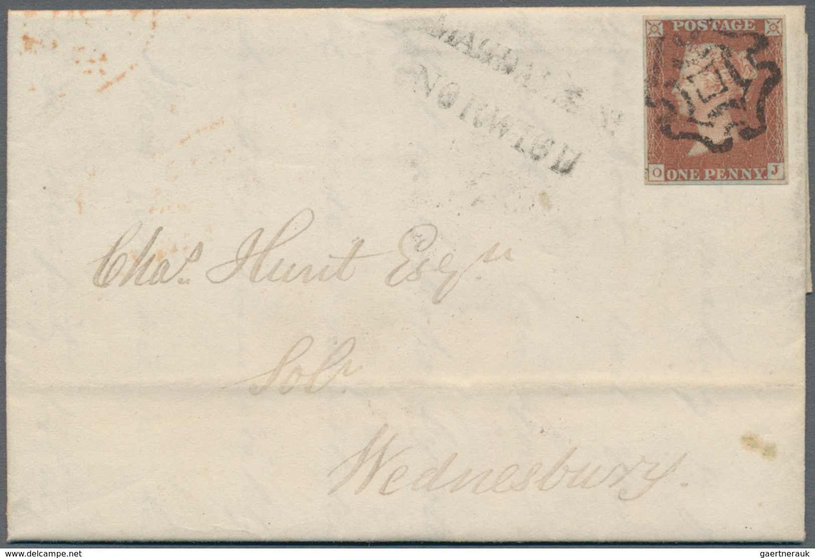 Großbritannien: 1843, 1d. Red-brown, Plate 31, Lettered OJ, On Entire Lettersheet With Full Message - Other & Unclassified