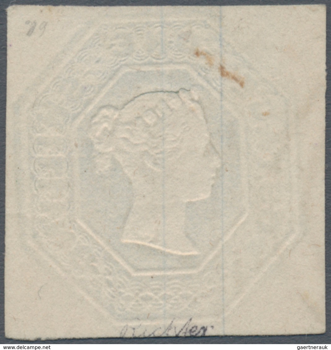 Großbritannien: 1847-54 Embossed 1s. Green From Plate 2, Used And Cancelled By Part Of "242" Duplex - Sonstige & Ohne Zuordnung