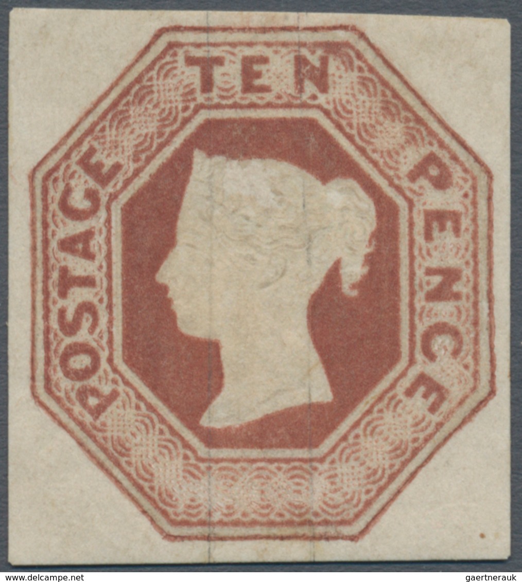 Großbritannien: 1848-54 Embossed 10d. Brown, Mint Lightly Hinged With Large Part Of Lightly Toned Gu - Sonstige & Ohne Zuordnung