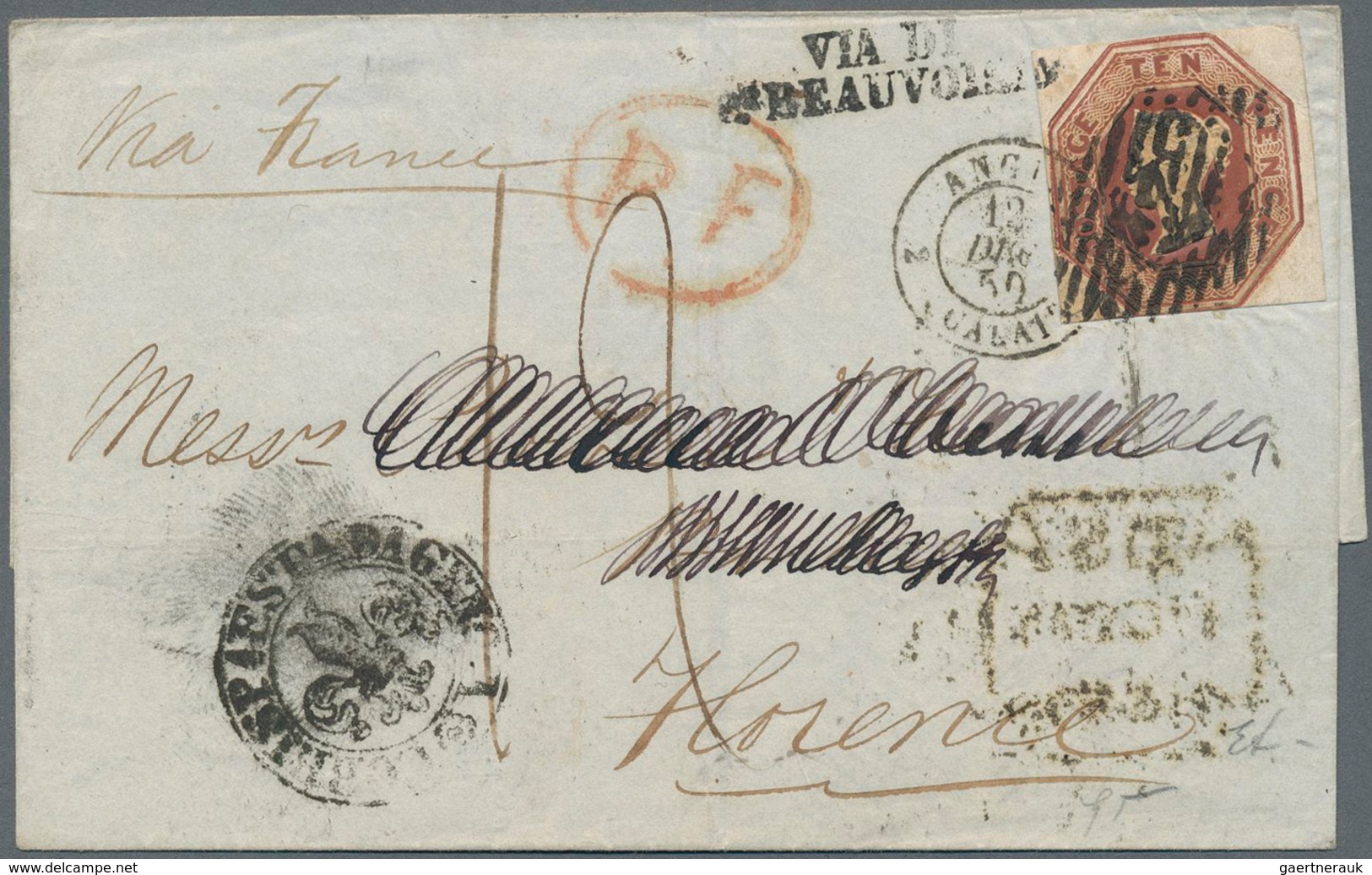 Großbritannien: 1850 Destination TOSCANA: Lettersheet From London To Florence, Toscana Via France, F - Other & Unclassified