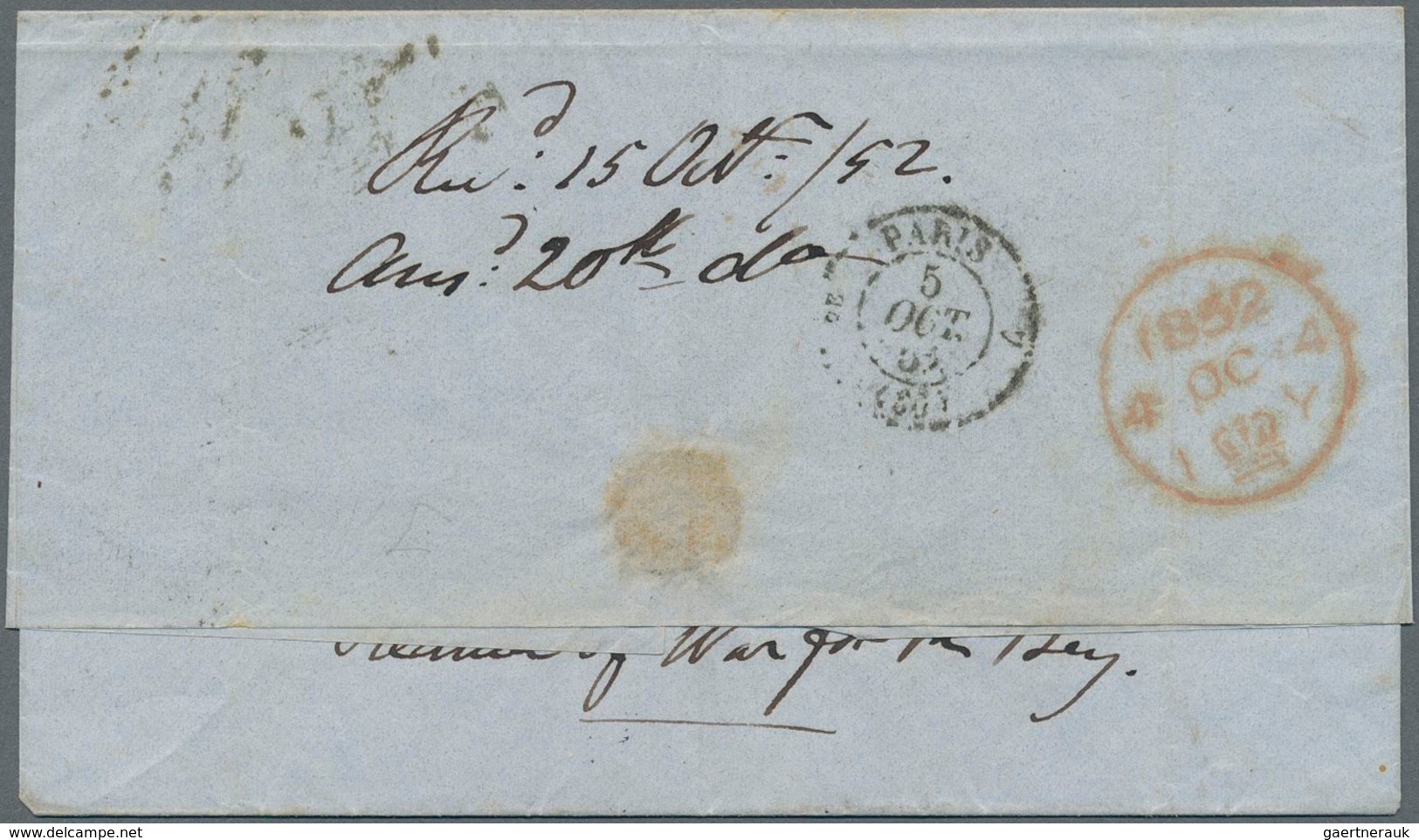 Großbritannien: 1852 Destination TUNISIA: Folded Cover From London (Twickenham) To H.B.M. Consul Gen - Sonstige & Ohne Zuordnung