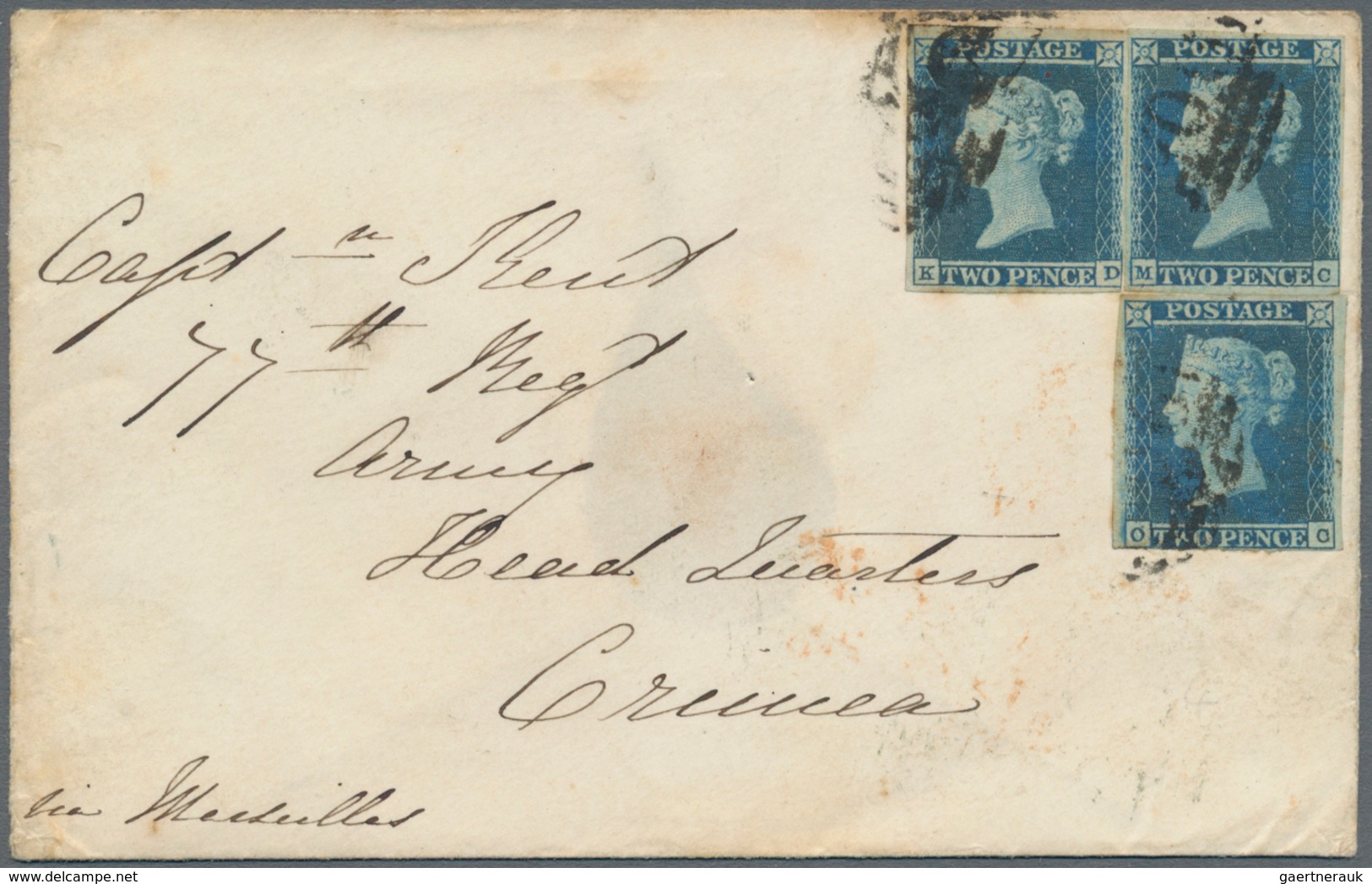 Großbritannien: 1855 CRIMEAN WAR: Cover From Wolverhampton To Crimea 'via Marseilles', Addressed To - Autres & Non Classés