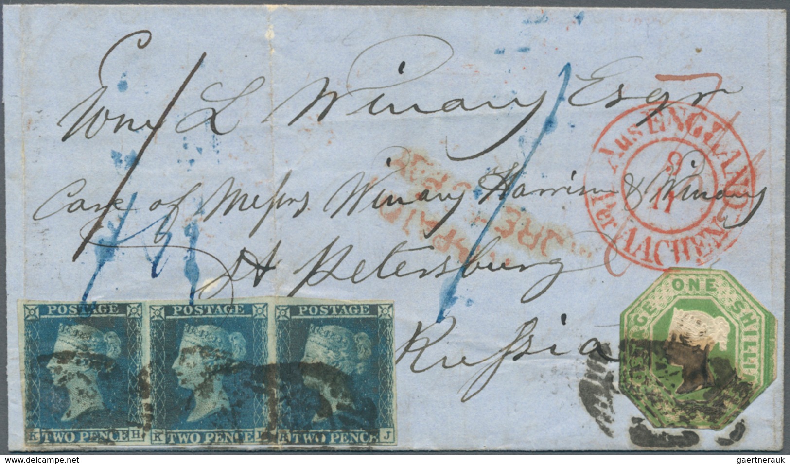 Großbritannien: 1847 Ca.- Destination RUSSIA: Part Of Letter From London To St. Petersburg Bearing E - Autres & Non Classés