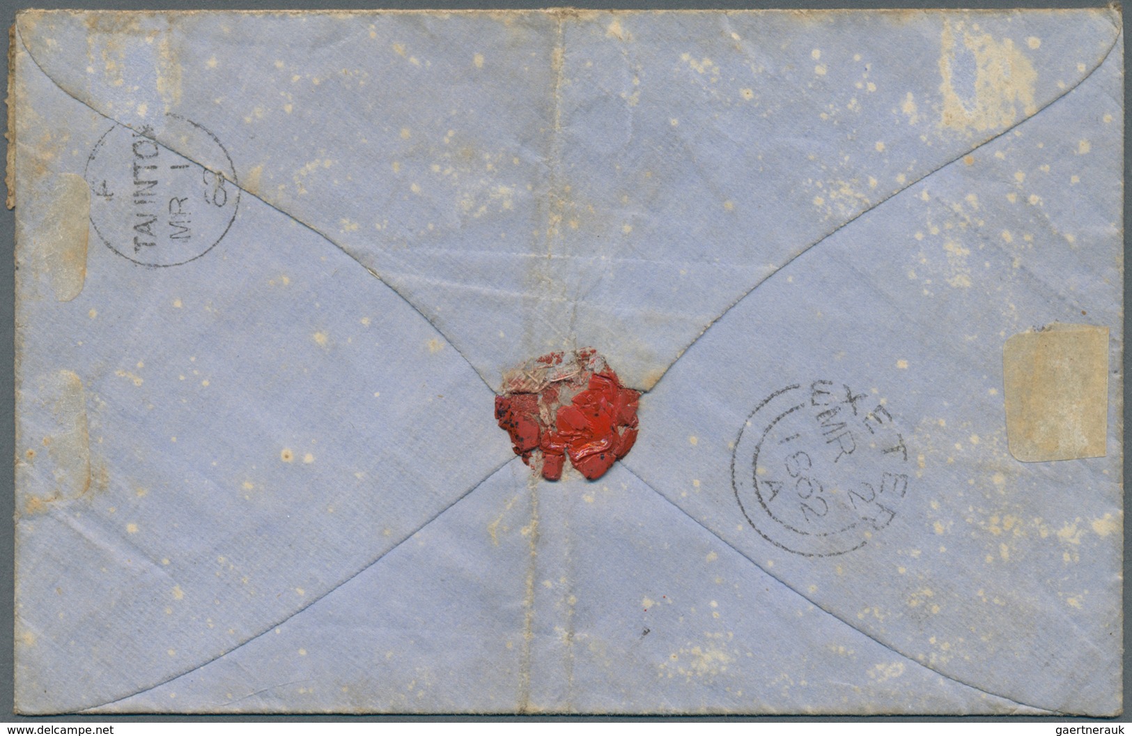 Großbritannien: 1862. Hand Painted Envelope (faults, Vertical Fold) Addressed To Exeter Bearing 1d P - Autres & Non Classés