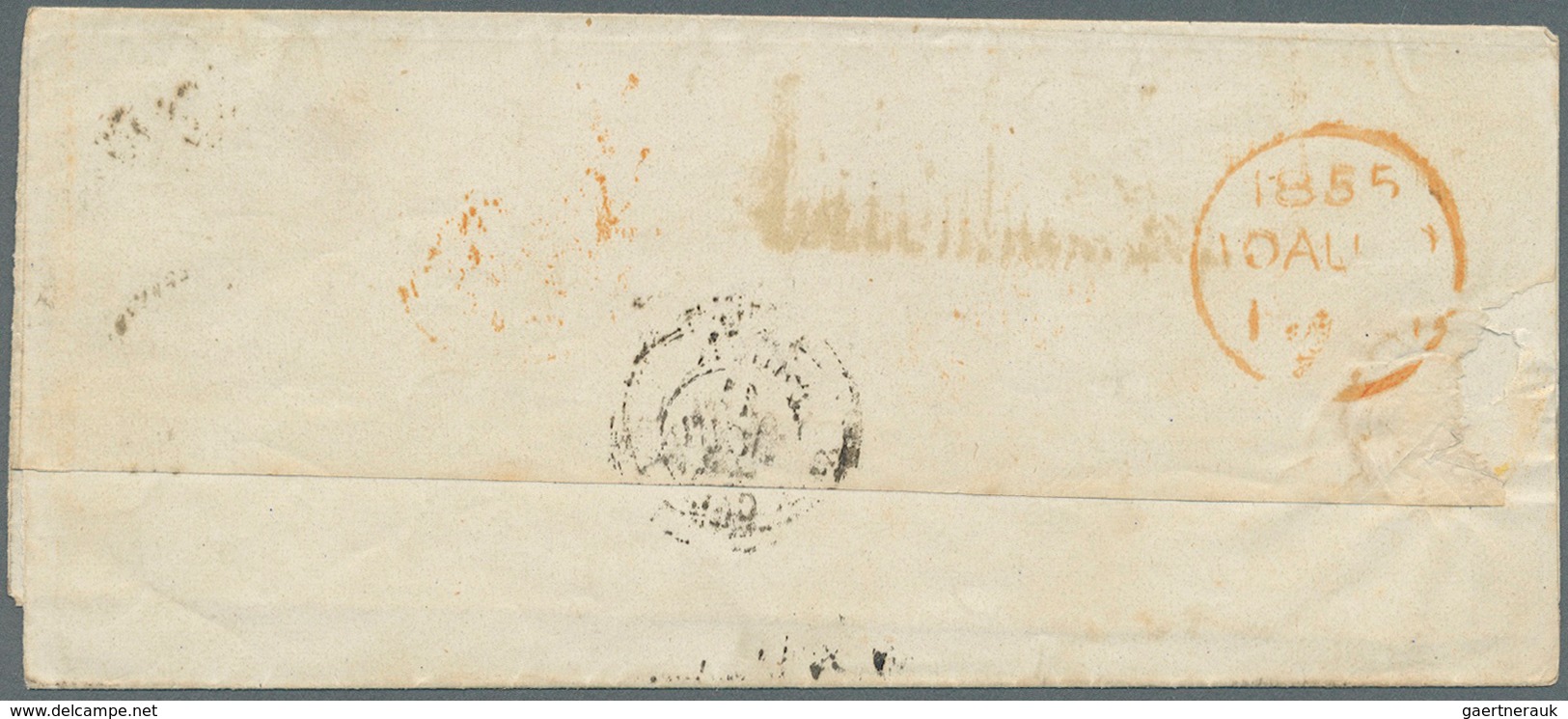 Großbritannien: 1855 (August), Selfmade Wrapper Bearing Single QV 4d Carmine Wmkd. Small Garter On B - Other & Unclassified