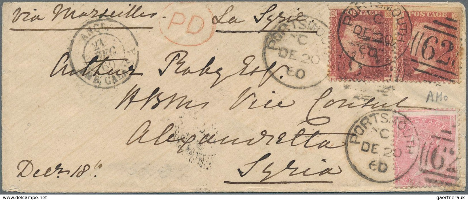 Großbritannien: 1860 Destination SYRIA: Small Cover From Portsmouth To Alesandretta, Syria Via Londo - Sonstige & Ohne Zuordnung