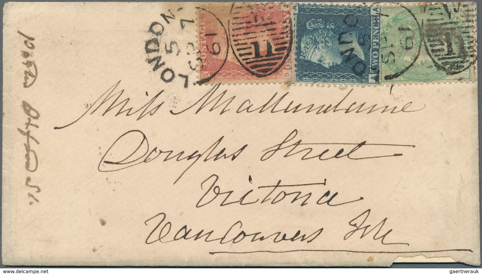 Großbritannien: 1861 Destination VANCOUVER ISLAND: Small Cover From London To Victoria Franked By 18 - Other & Unclassified