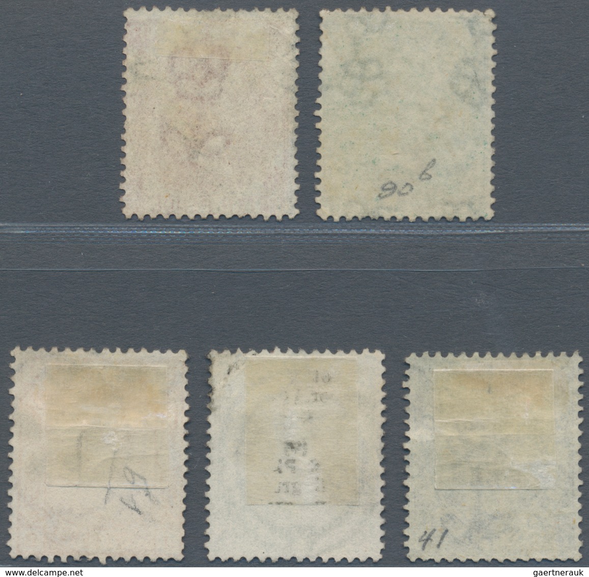 Großbritannien: 1862-1876, Five Different Used Stamps, See SG Numbers. The 1s. Of 1862 With A Short - Sonstige & Ohne Zuordnung