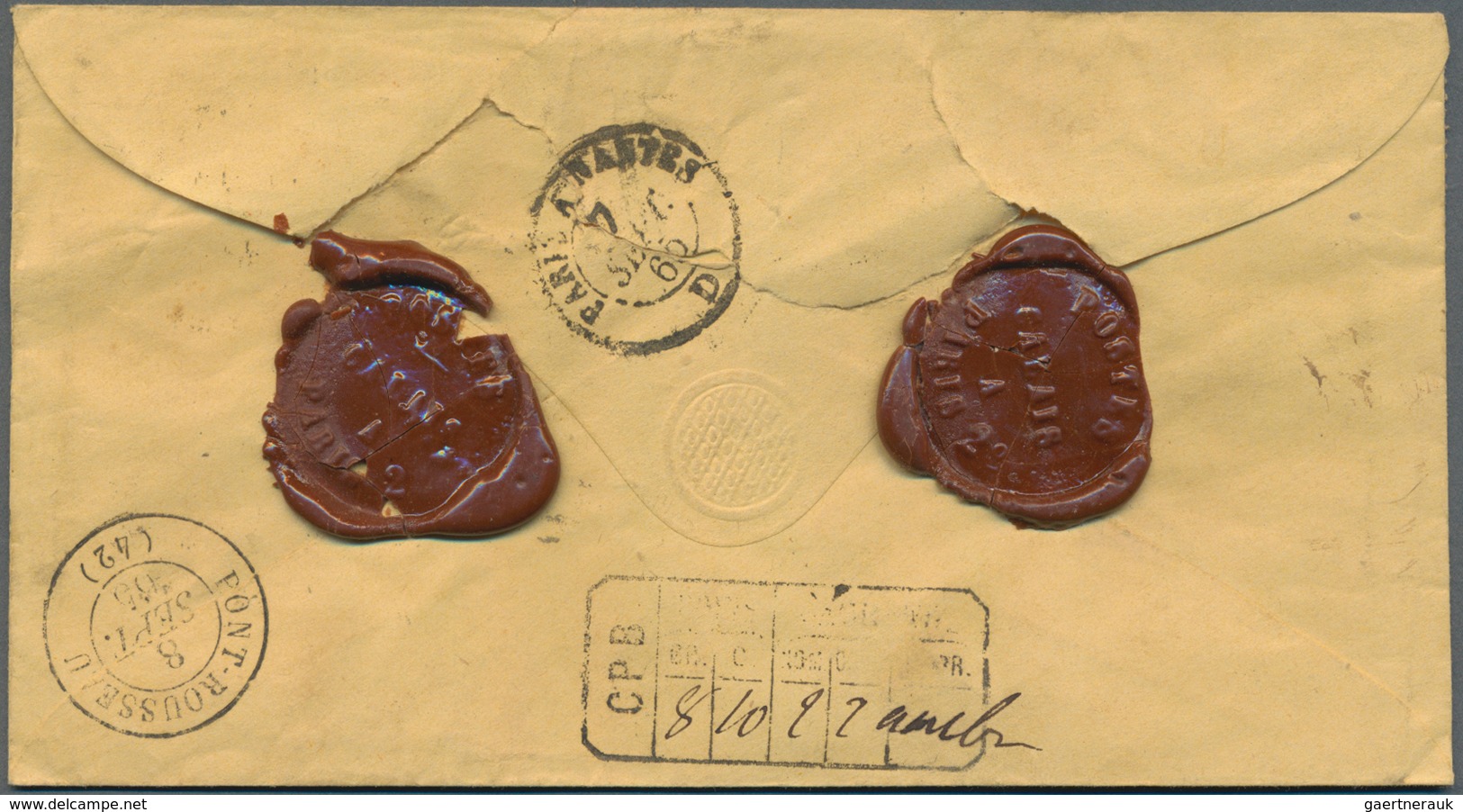 Großbritannien: 1865. Registered And Charged Envelope Addressed To France Bearing SG 93, 4d Vermilio - Autres & Non Classés