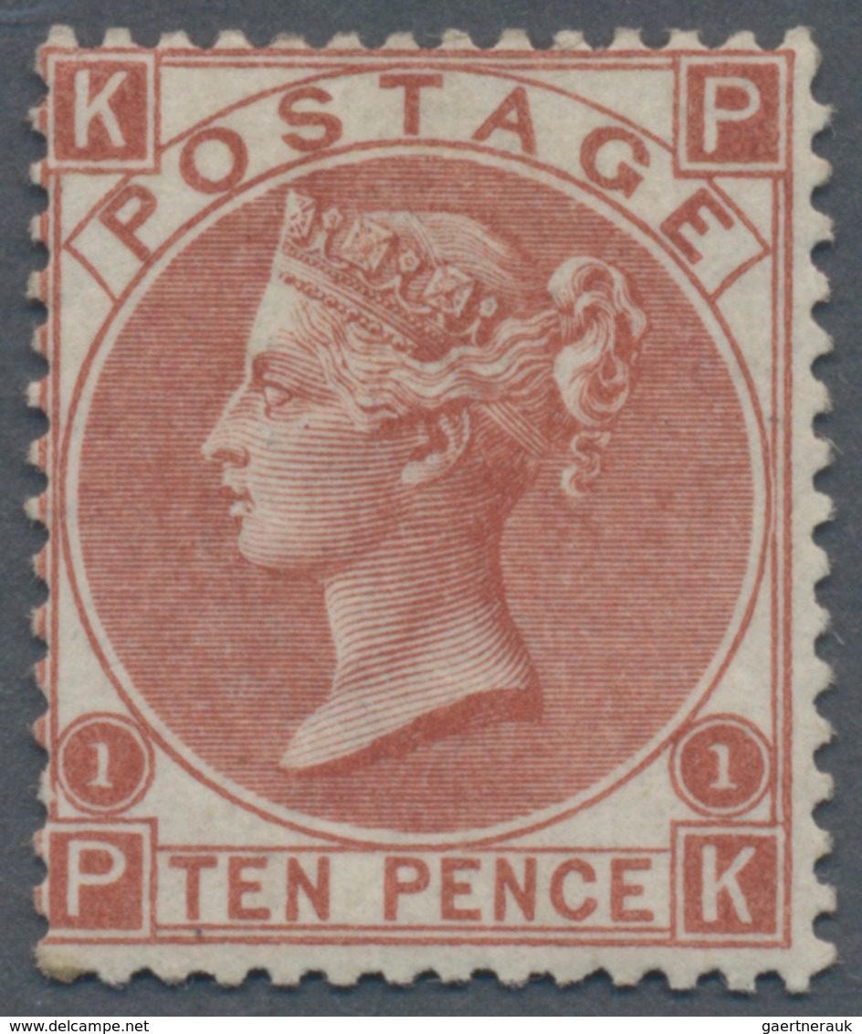 Großbritannien: 1867, QV 10d. Red-brown Wmkd. Spray Of Rose From Plate 1 (lettered 'KP'), Unused Wit - Autres & Non Classés