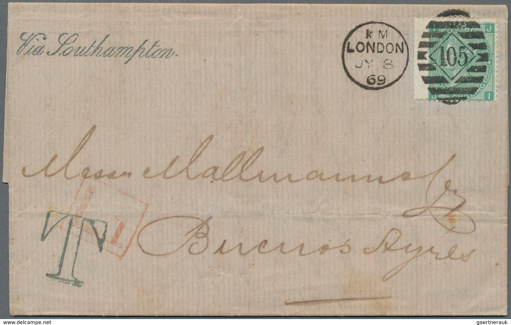 Großbritannien: 1869 Destination ARGENTINA: Entire Letter From London To Buenos Aires 'Via Southampt - Sonstige & Ohne Zuordnung