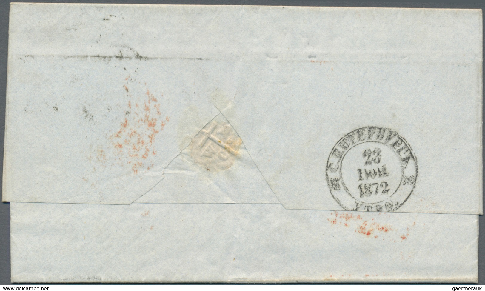 Großbritannien: 1872 Destination RUSSIA: Folded Letter From London To St. Petersburg Franked By 1872 - Other & Unclassified