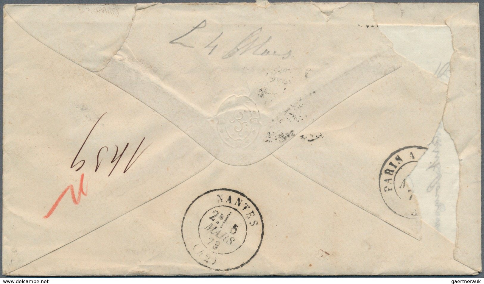 Großbritannien: 1873, Roughly Opened Registered Envelope (back Small Part Missing) Addressed To Fran - Sonstige & Ohne Zuordnung