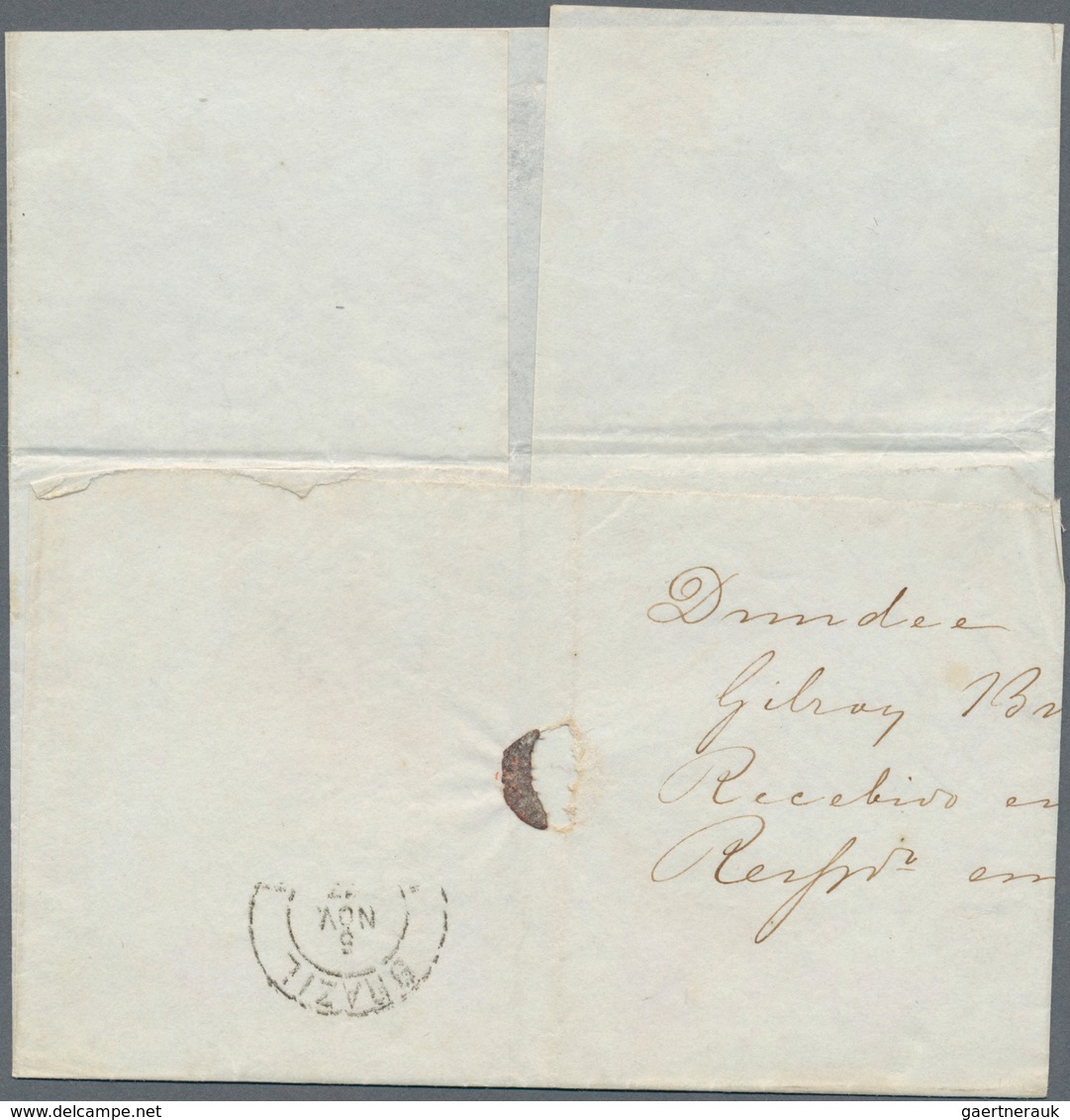 Großbritannien: 1873, QV 6 D Deep-grey Plate 15 On Folded Letter From "DUNDEE OC 17 77" To Maranham - Other & Unclassified