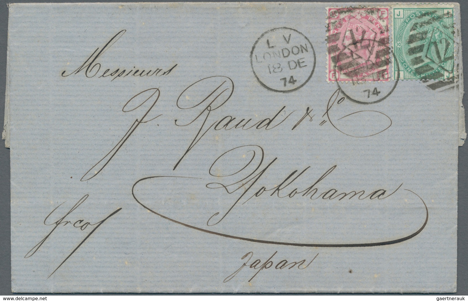 Großbritannien: 1874 Destination JAPAN: Entire Letter From London To Yokohama Via Hongkong, Franked - Sonstige & Ohne Zuordnung