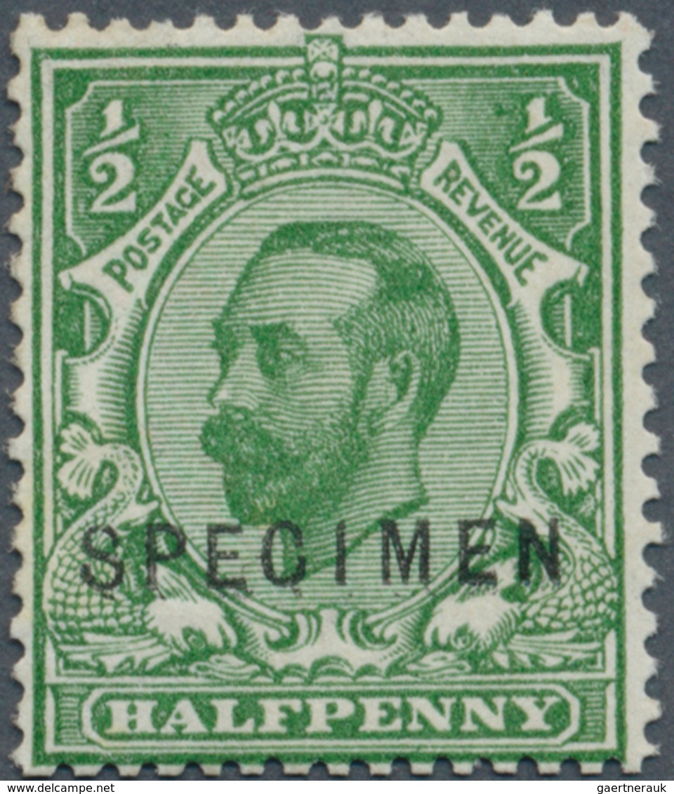 Großbritannien: 1912, ½d. Green, Wm Simple Cipher, Die 1B, With "Specimen" Overprint, Mint O.g. Prev - Sonstige & Ohne Zuordnung