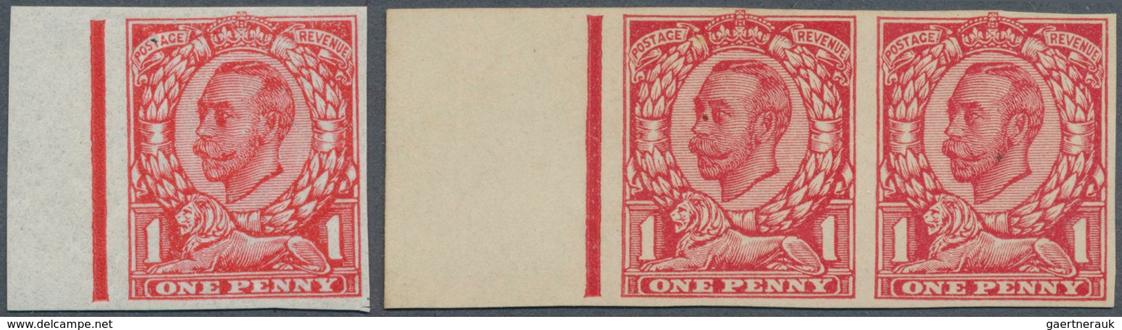 Großbritannien: 1911, Imperforate Paper Trials For Downey Head Issue On "John Allen Special Finish" - Other & Unclassified