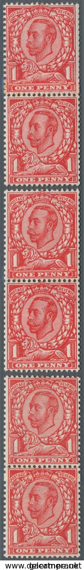 Großbritannien: 1912, 1d. Scarlet, Three Coil Pairs: Wm Imperial Crown And Two Pairs Wm Simple Cyphe - Sonstige & Ohne Zuordnung