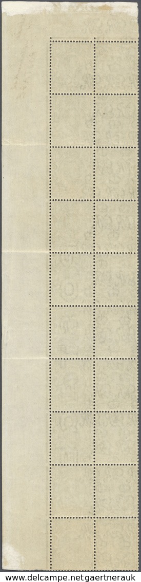 Großbritannien: 1912, ½d. Green, Wm Multiple Cypher, Marginal Vertical Block Of 20 From The Upper Ri - Other & Unclassified