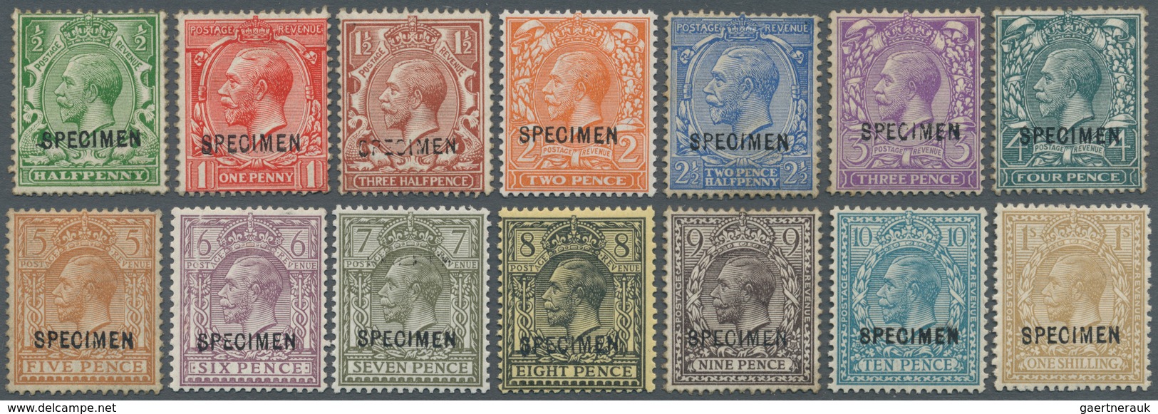Großbritannien: 1912/1913, KGV Simple Cypher, "Specimen" Overprints Type 26, ½d., 1d., 1½d., 2d., 2½ - Sonstige & Ohne Zuordnung