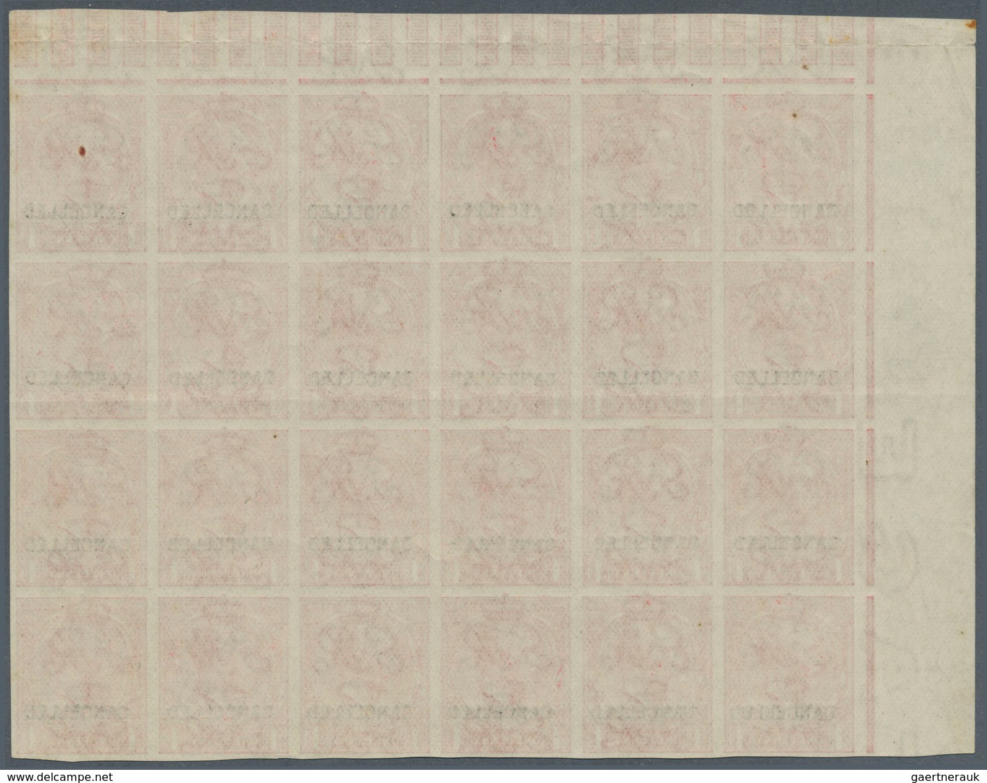 Großbritannien: 1912, 1d. Scarlet, Imperforate Marginal Block Of 24 From The Upper Left Corner Of Th - Sonstige & Ohne Zuordnung
