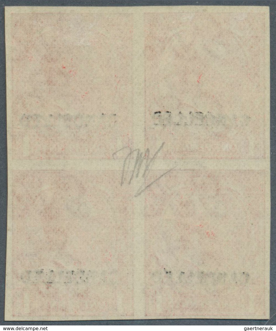 Großbritannien: 1912, 1d. Scarlet, Imperforate Block Of Four With "CANCELLED" Ovp., One Stamp Hinged - Sonstige & Ohne Zuordnung
