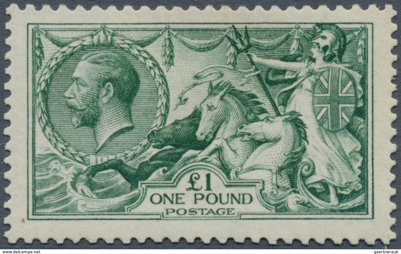 Großbritannien: 1913, 1 Pound Green King George IV. Mint Never Hinged (tiny Matt Spot), Mi 4.000.-, - Other & Unclassified