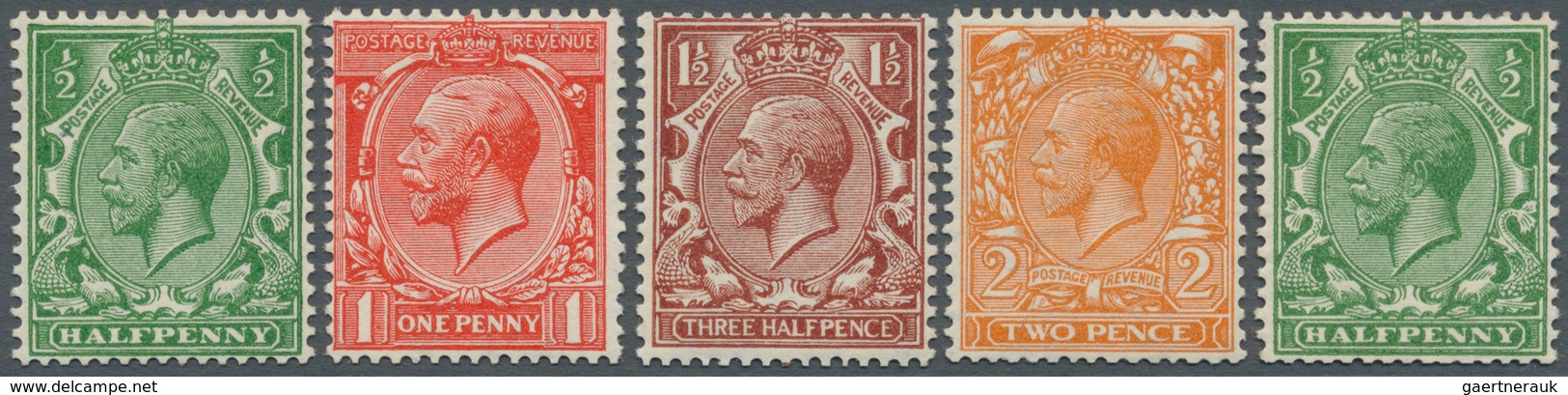 Großbritannien: 1924, KGV Block Cypher, ½d., 1d., 1½d., 2d. Watermark Sideways Each; ½d. Watermark S - Sonstige & Ohne Zuordnung