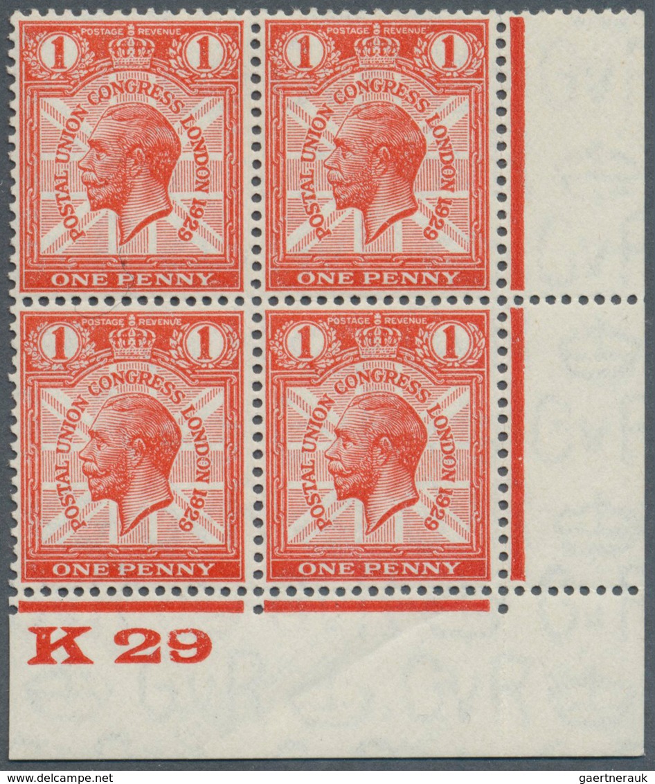 Großbritannien: 1929, UPU Congress, 1d. Scarlet, Plate Block Of Four With Control "K 29", On R19/11 - Sonstige & Ohne Zuordnung
