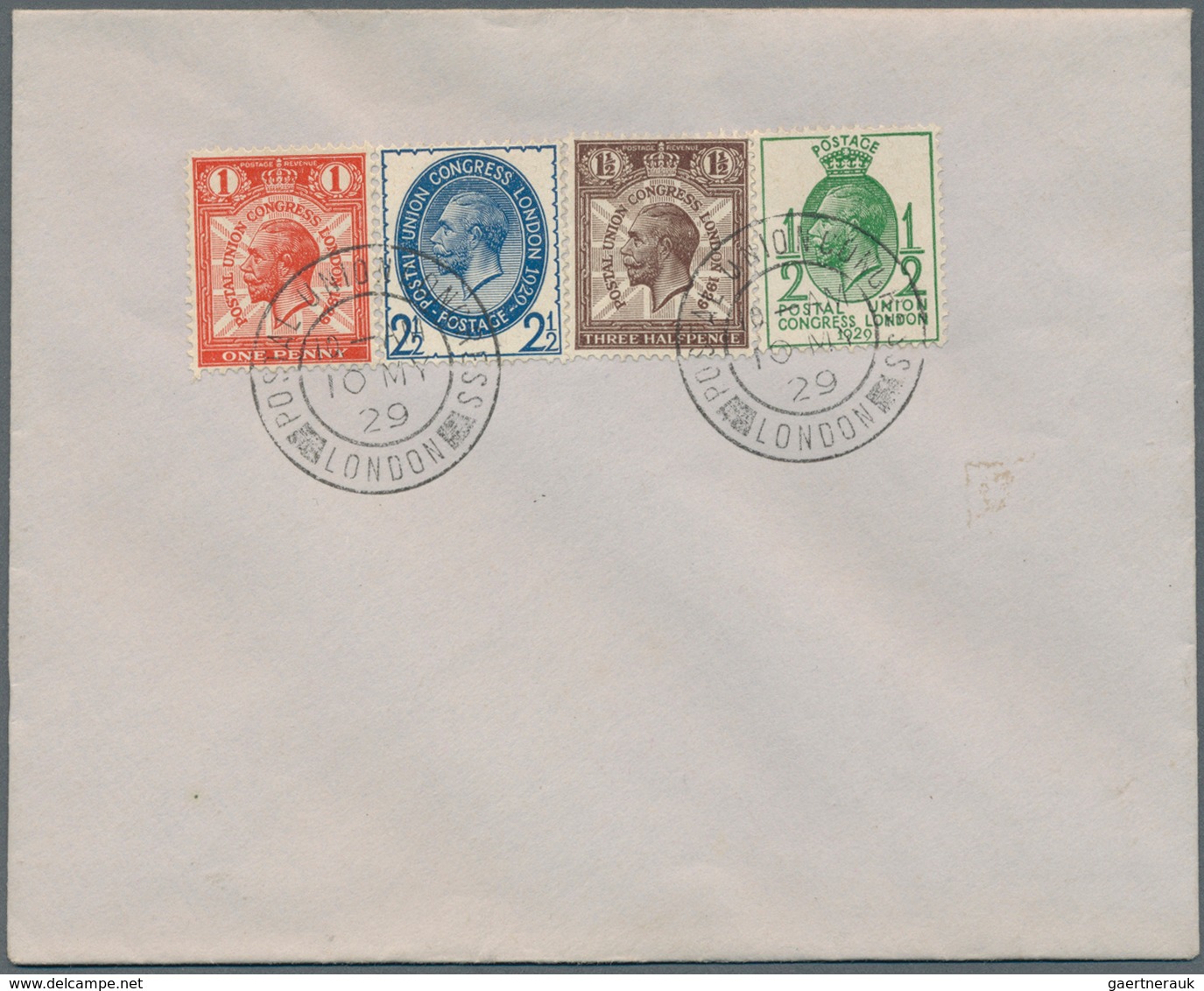 Großbritannien: King George V, 1929 P.U.C. ½d Green To 2½d Blue Tied To Unaddressed Embossed Officia - Other & Unclassified