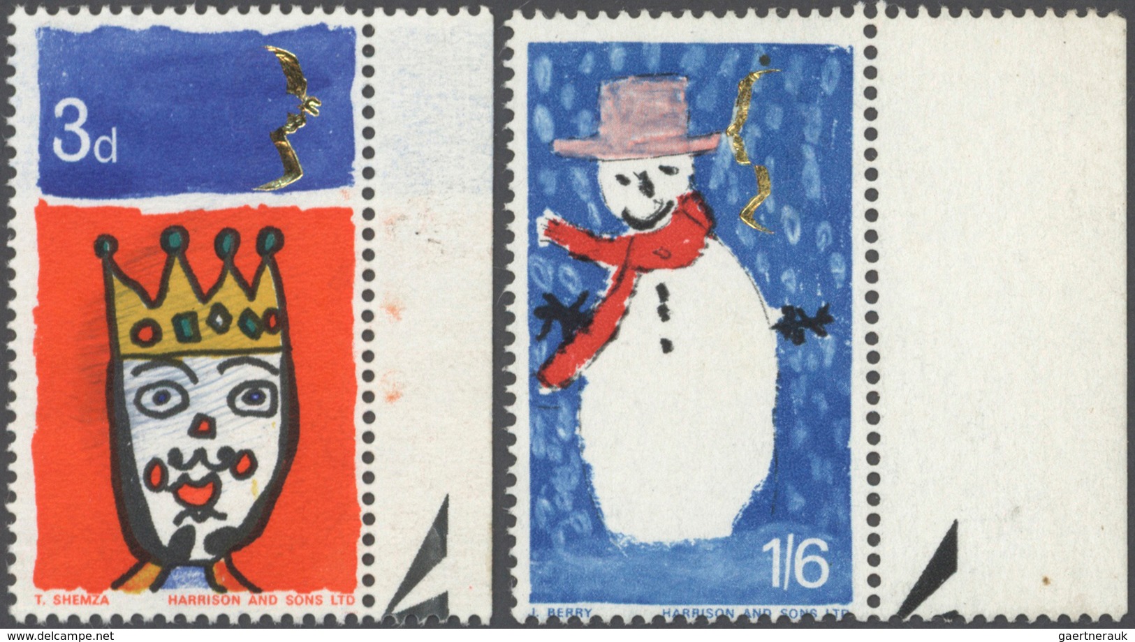 Großbritannien: 1966, 3 D. And 1 Sh. 6 D. Christmas (children's Paintings), 2 Marginal Copies Each S - Sonstige & Ohne Zuordnung