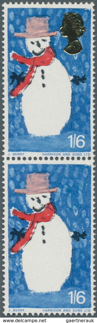 Großbritannien: 1966, 1 Sh. 6 D. Christmas (children's Paintings), Vertical Pair, Lower Stamps Showi - Sonstige & Ohne Zuordnung